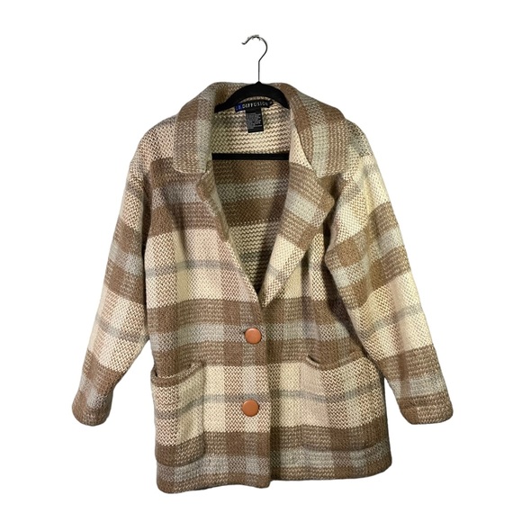 I.B. Diffusion Jackets & Blazers - I.B. Diffusion Plaid Mohair Blend Winter Peacoat w/ Shoulder Pads Size Small